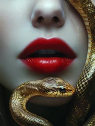 Verführerische Lippen, goldene Schlange