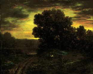 Flusslandschaft bei Sonnenuntergang, ca. 1890