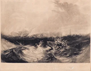 Grace Darling und ihr Vater retten die neun Überlebenden der Forfarshire