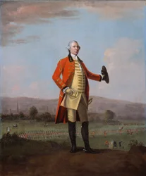 Sir Armine Wodehouse, MP, bei einer Überprüfung seines Regiments in der Nähe von Norwich, um 1759