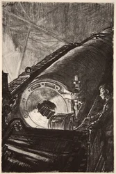Nachtarbeit am Verschluss einer großen Kanone, Illustration aus 