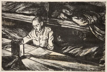 Auf einem Hospitalschiff bei Nacht: der Sanitäter, Illustration aus 