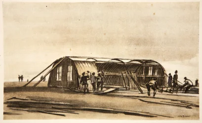 An der Somme: RFC-Männer bauen ihre Winterhütte, Illustration aus 