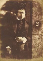 David Octavius Hill am Tor des Rock House, Edinburgh, 1843-1847