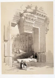 Baalbek-Tor im Libanon, Zeichnung vom 07.05.1839 in „Das Heilige Land“, London 1849