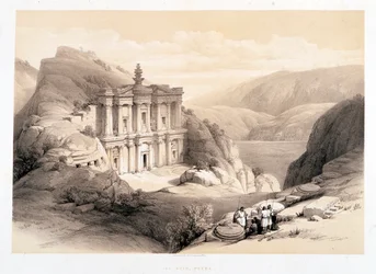 El Deir, Petra, Zeichnung vom 08.03.1839 in „Das Heilige Land“, London 1849