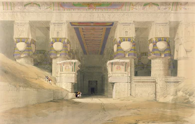Fassade des Tempels der Hathor, Dendarah, aus 