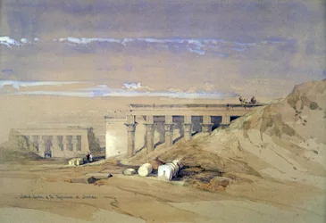 Seitenansicht des Thyphoniums in Dendera (Lithographie nach Aquarell)