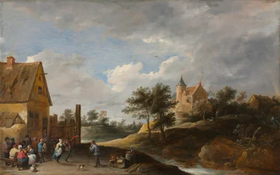 Landschaft mit tanzenden Bauern, ca. 1645-1650