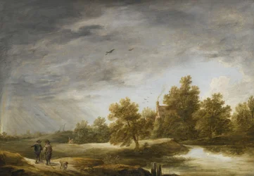 Flusslandschaft mit Regenbogen
