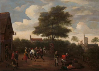 Bauern tanzen vor der Mondsichel-Taverne