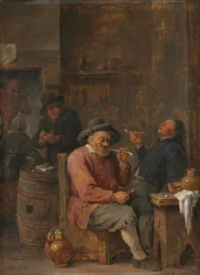 Bauern rauchen in einem Gasthaus