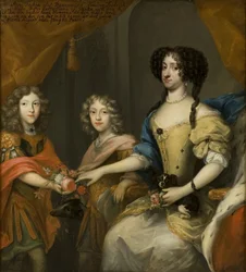 Anna Sofia, Prinzessin von Dänemark, Kurfürstin von Sachsen, mit ihren Söhnen Johann Georg und Friedrich August, ca. 1680