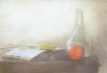 Vintage-Buch und Apfel