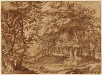 Waldlandschaft mit einem fernen Schloss