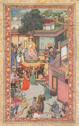 Beschneidungszeremonie für Akbars Söhne, Malerei 126 aus einem Akbar-nama Buch von Akbar...