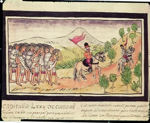 Fol.204v Die Totonac-Indianer helfen den Konquistadoren beim Transport von Materialien, 1579