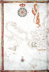Italien, Griechenland und die Kykladen, Detail aus einem Weltatlas, 1565