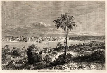Gesamtansicht von Havanna, Hauptstadt von Kuba, Zeichnung von Lancelot zur Illustration der Reise zur Insel Kuba im Jahr 1859 von Richard Dana (1815-1882). Gravur in „Le tour du monde, nouveau journal des voyages“ Paris