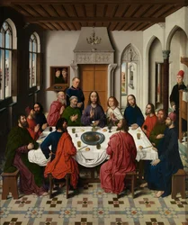 (Detail) des Triptychons des Letzten Abendmahls, vom Altar des Heiligen Sakraments, ca. 1464-68