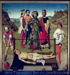Das Martyrium des heiligen Erasmus, Mitteltafel des Erasmus-Triptychons, ca. 1460