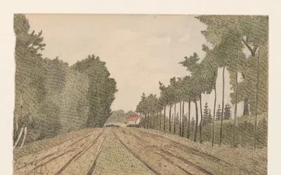 Landschaft mit einem Gebäude in der Ferne