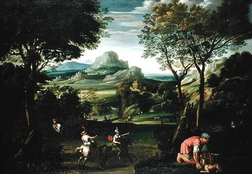 Landschaft mit Booten oder Landschaft mit Jagdszene
