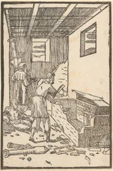 Nach dem Misserfolg wird der zerstörte Ofen abgerissen, Blatt 6 der Folge "De la Pirotechnia"