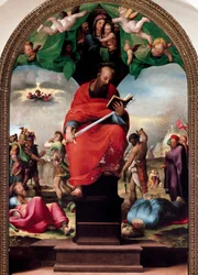 Darstellung des heiligen Paulus auf dem Thron