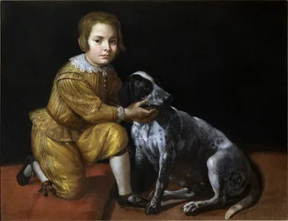 Porträt eines Jungen mit einem Hund