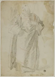 Stehender Engel (recto); Studie von Gesicht und Draperie (verso)