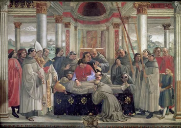 Der Tod des heiligen Franziskus, Szene aus einem Zyklus über das Leben des heiligen Franziskus von Assisi, 1486
