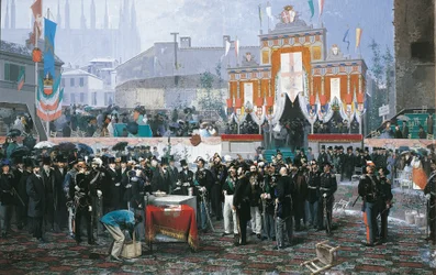 Die Grundsteinlegung der Galleria Vittorio Emanuele in Mailand