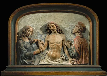 Der tote Christus, verehrt von Johannes dem Evangelisten und Maria Magdalena