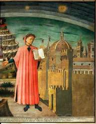 Dante Alighieri und Blick auf Florenz, Italien