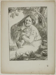 Amor und eine junge Frau