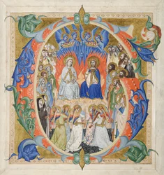 Initiale G[audeamus omnes] aus einem Graduale: Der Hof des Himmels
