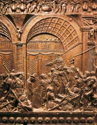 Christus vor Kaiphas geführt. 1460. Basrelief auf Bronze
