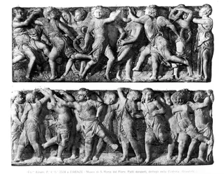 Tanzende Putti-Panel, von der Cantoria, der Singgalerie des Doms (Marmor)