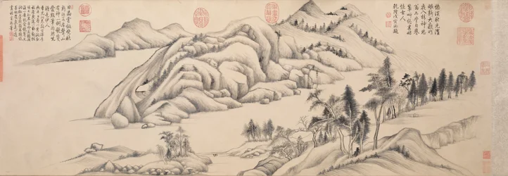 Fluss und Berge an einem klaren Herbsttag, ca. 1624-1627