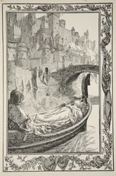 Das Floß trieb den Fluss hinunter, Illustration aus 