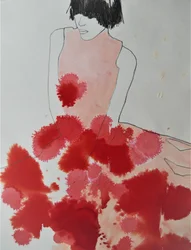 Rotes Tinten-Kleid