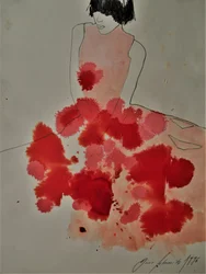 Rotes Tinten-Kleid