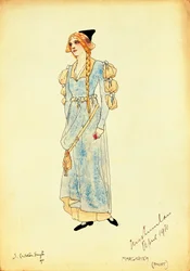 Kostümentwurf für Marguerite für die Aufführung Faust, von Carleton Smyth