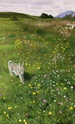 Hase in Frühlingsblumen