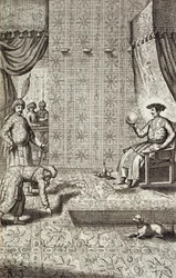 Chinesische Botschafter bei einem indischen Herrscher, aus China Illustrata von Athanasius Kircher (1601-80), 1667