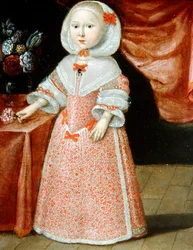 Mädchen mit einer rosa-weißen Blume, ca. 1640