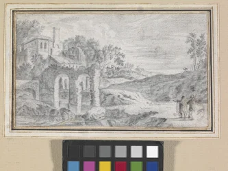 Italianisierende Landschaft mit Ruinen