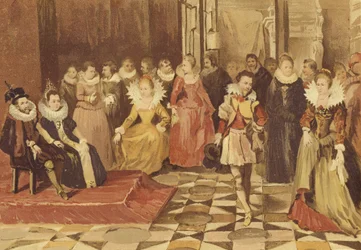 Philipp Wilhelm von Oranien und seine Frau Eleonore von Bourbon-Conde auf einem Ball