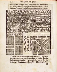 Training und Pflanzen im Garten, aus Der niederländische Gärtner von Johann van der Groen, veröffentlicht 1699